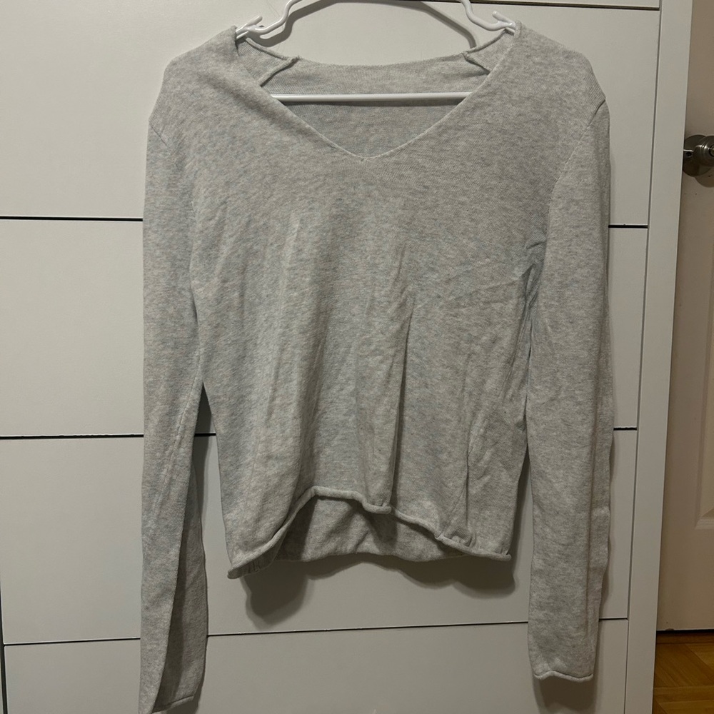 Brandy Melville Gray V-Neck Top